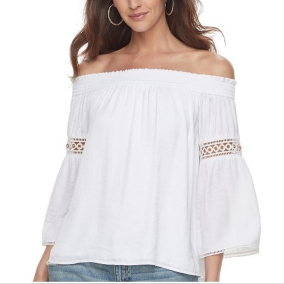 Jennifer Lopez Tops - off Shoulder Boho Top blouse sz S